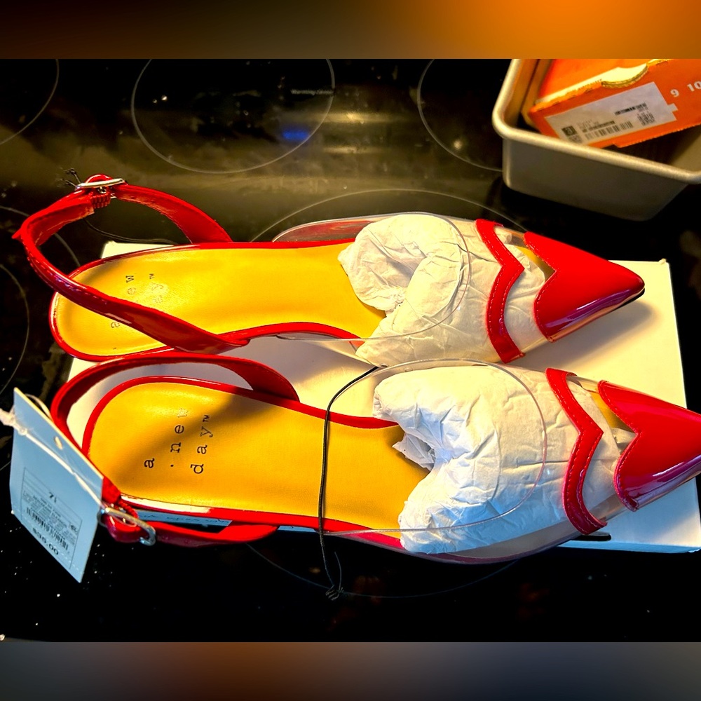 A New Day Eleanor Red Slingback Heels – multiple sizes– NIB Stylish & Bold
